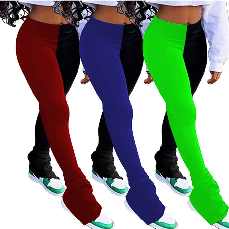 

Womens Fashion Solid Color Stitching Pleats Split Pencil Trousers