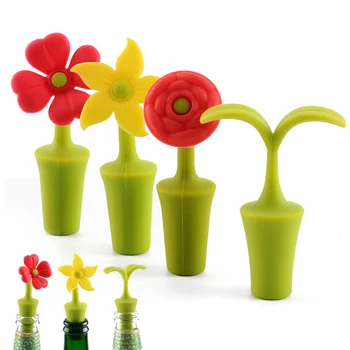 

Bar Tool Portable Champagne Beverage Supplies Bottle Caps Silicone Flower Shape Wine Bottle Stopper Non-toxic Kitchen Gadgets