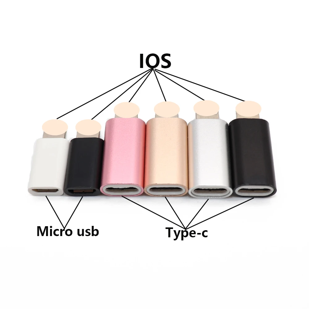 2 шт. для iPhone к Micro USB/type-C адаптер зарядного устройства женский штепсельный преобразователь, адаптер для iPhone 6 6s 7 8 Plus X 10 для iPad