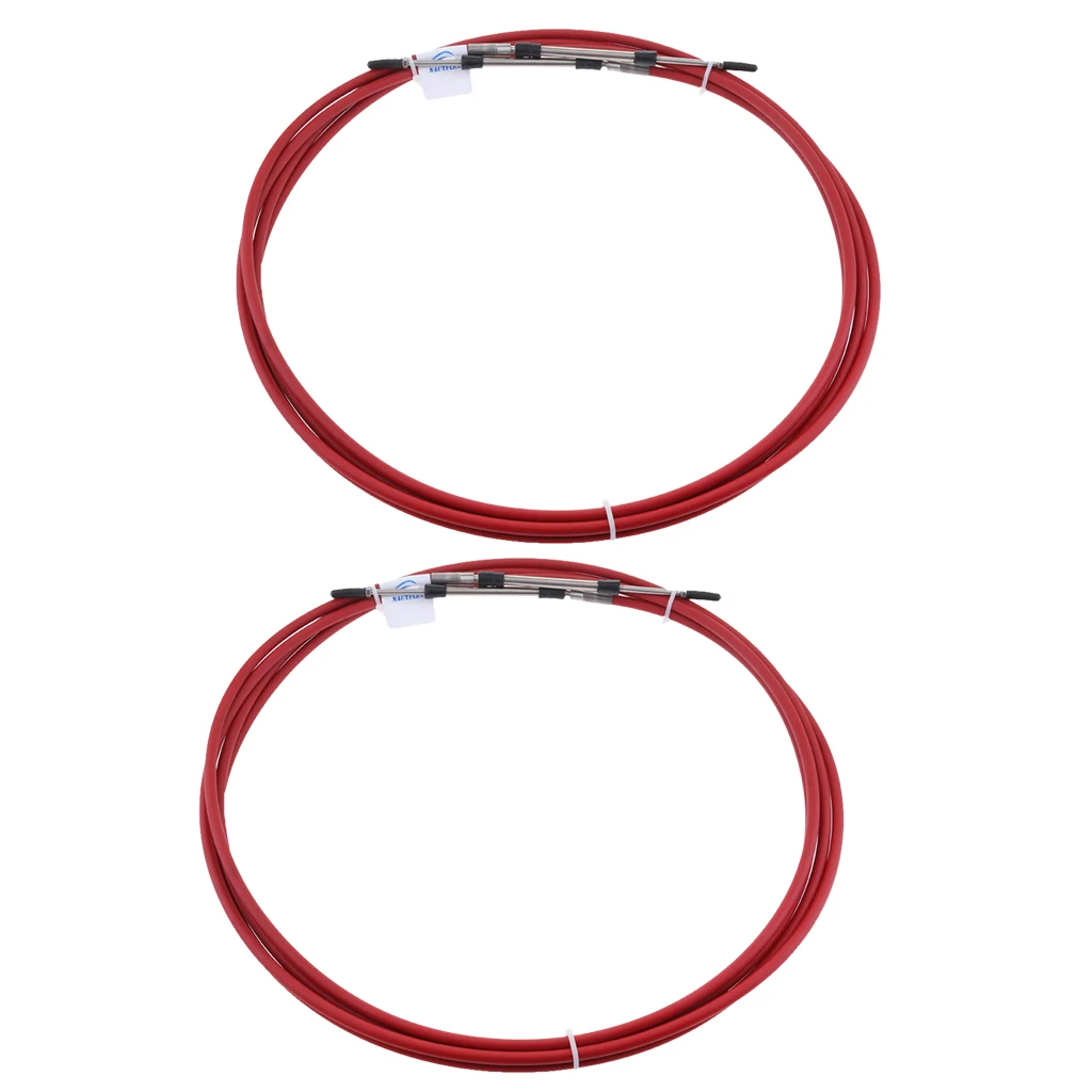 2pcs Red 080 Series Type Boat Marine Throttle & Shift Control Cable 10 FT