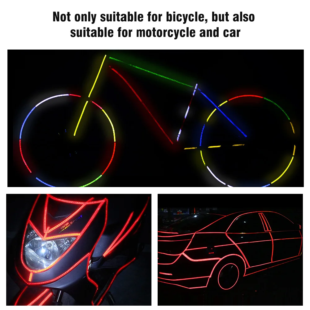 2Rolls 4 Colors Cycling Reflective Strips Warning Running Fishing Bike Safety Bicycle Bind Pants Leg Strap Reflective Tape