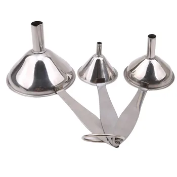 

3Pcs Mini Kitchen Funnel Kitchen Tool for Transferring Liquid Stainless Steel Wide Mouth Canning Hopper Filter With Handle