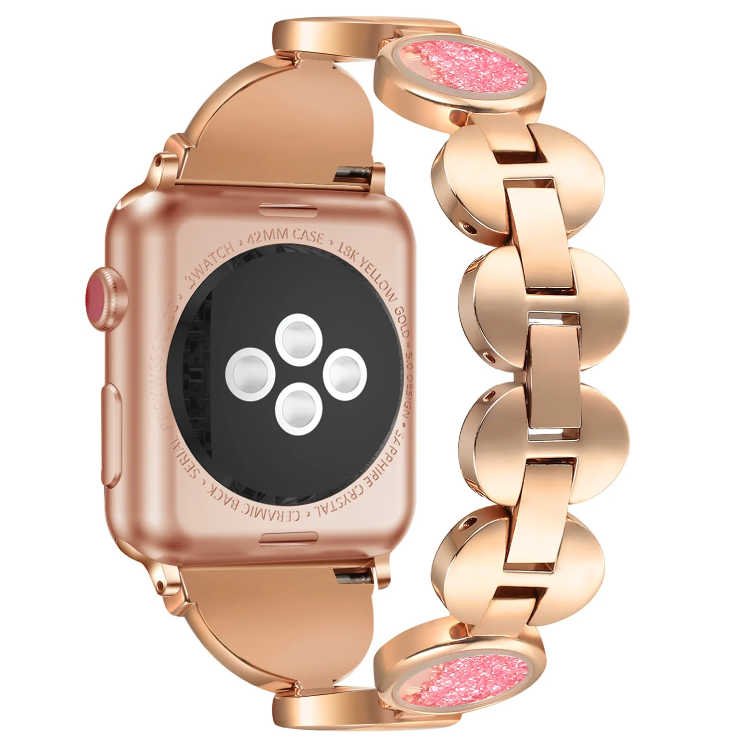 Зыбучие пески Алмазный ремешок для Apple Watch, ремешок для женщин, металлический ремешок из нержавеющей стали 22 мм, Ремешки для наручных часов для iwatch 1 2 3 4, Замена
