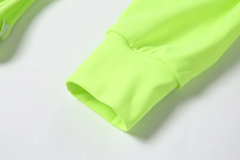 Women Neon Green Bodysuit High Street Skinny Reflective Long Sleeve Hollow Out Jumpsuit Fashion Female Sexy Stretch Bodysuit