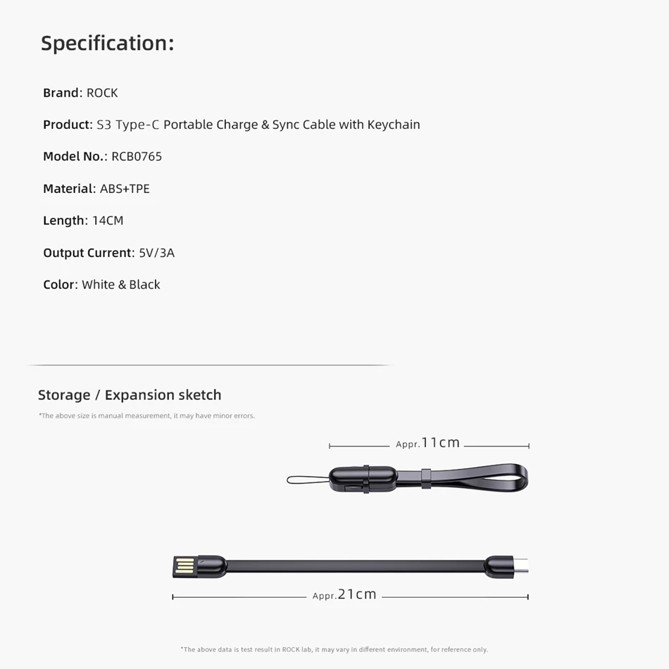 Многофункциональный usb-кабель ROCK для зарядного устройства type C USB C, кабель для брелка, короткий зарядный кабель для синхронизации данных с магнитной застежкой