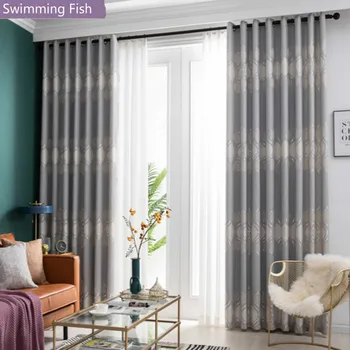 

Jacquard Curtain Thickening Blackout Cloth Curtain For Bedroom Living Room Window Blind Drape Balcony Hotel Curtain Solid Tulle