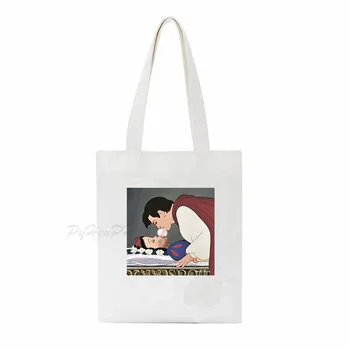 

Funny Princess Design Tote-Bag Canvas Wmen Shoulder Bag Large Capacity Vintage Shopping Bag Harajuku Casual HandBags