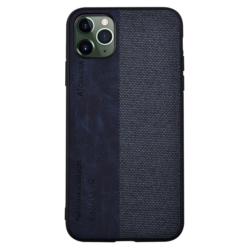 Blue Heyytle тканевый текстурный чехол для iPhone 11 Pro MAX X XS XR, Комбинированный Кожаный чехол с зернистой поверхностью для iPhone 7, 8 Plus, 6, 6 S, 5, чехол для телефона - Цвет: Blue
