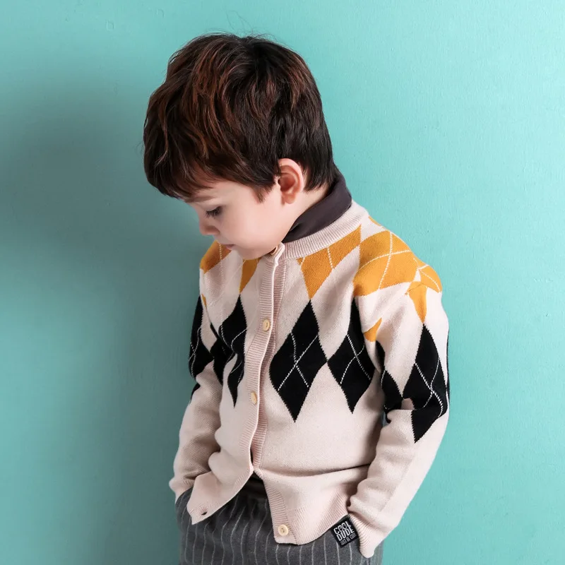 

Sweater Children BOY'S Spring Autumn Clothing 2019 New Style Autumn Clothing Sweater Tops Non-Cardigan Coat Single Breasted Wave