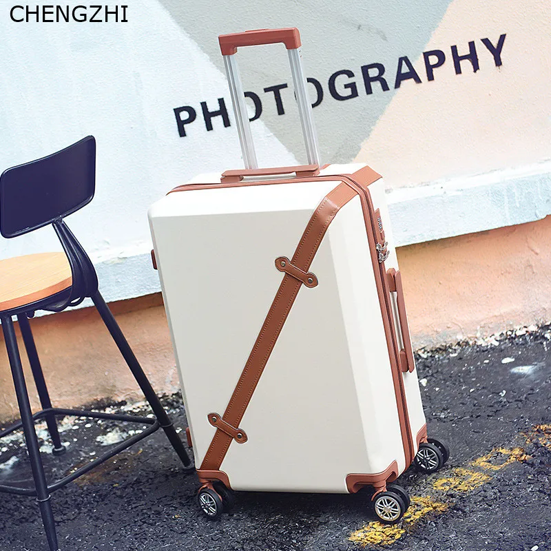 CHENGZHI Fashion vintage series 20" 22" 24" 26inch rolling luggage spinner men travel suitcase women trolley bag with wheels