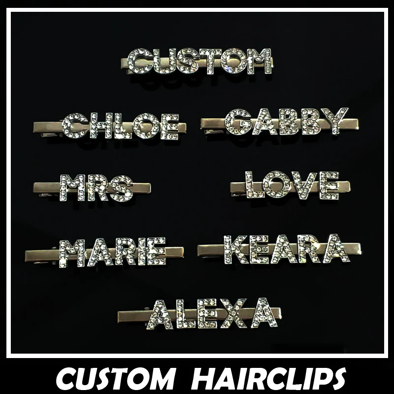 

Silver&Gold Customized Hair Clips Personalized Name Hairclips Rhinestone Word Bobby Pins Custom Hair pins Hair Accessories