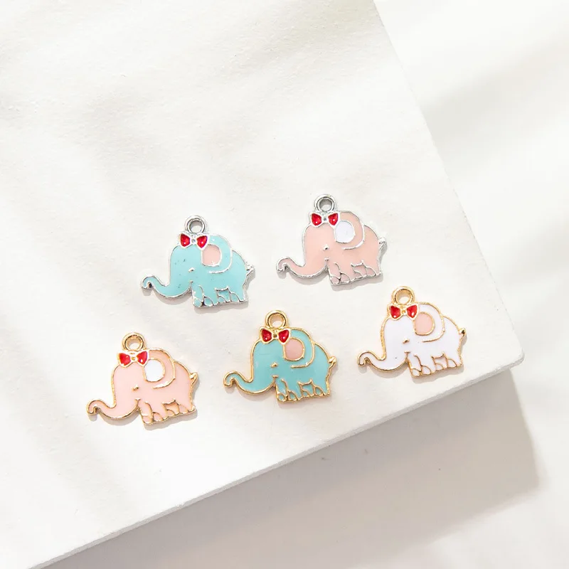 

10Pcs Enamel Silver Plated Elephant Charm Pendant for Jewelry DIY Making Bracelet Women Necklace Earrings Accessories Findings