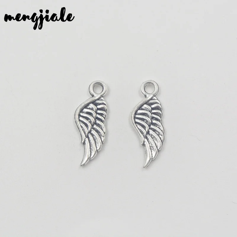 

40pcs/lot Charms angel wings Tibetan Silver Plated Pendants Antique Jewelry Making DIY Handmade Craft 21x7mm