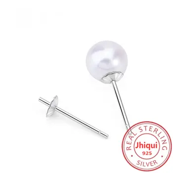 

925 Sterling Silver Pearl Beads Stud Earrings Setting Base Diy Jewelry Making Findings&Components