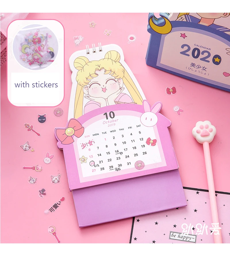 

2020 Sailor Moon Calendar Girls Kawaii Accessories Anime Cosplay Sailor Moon Tsukino Usagi Princess Serenity Pink Cosplay Gift