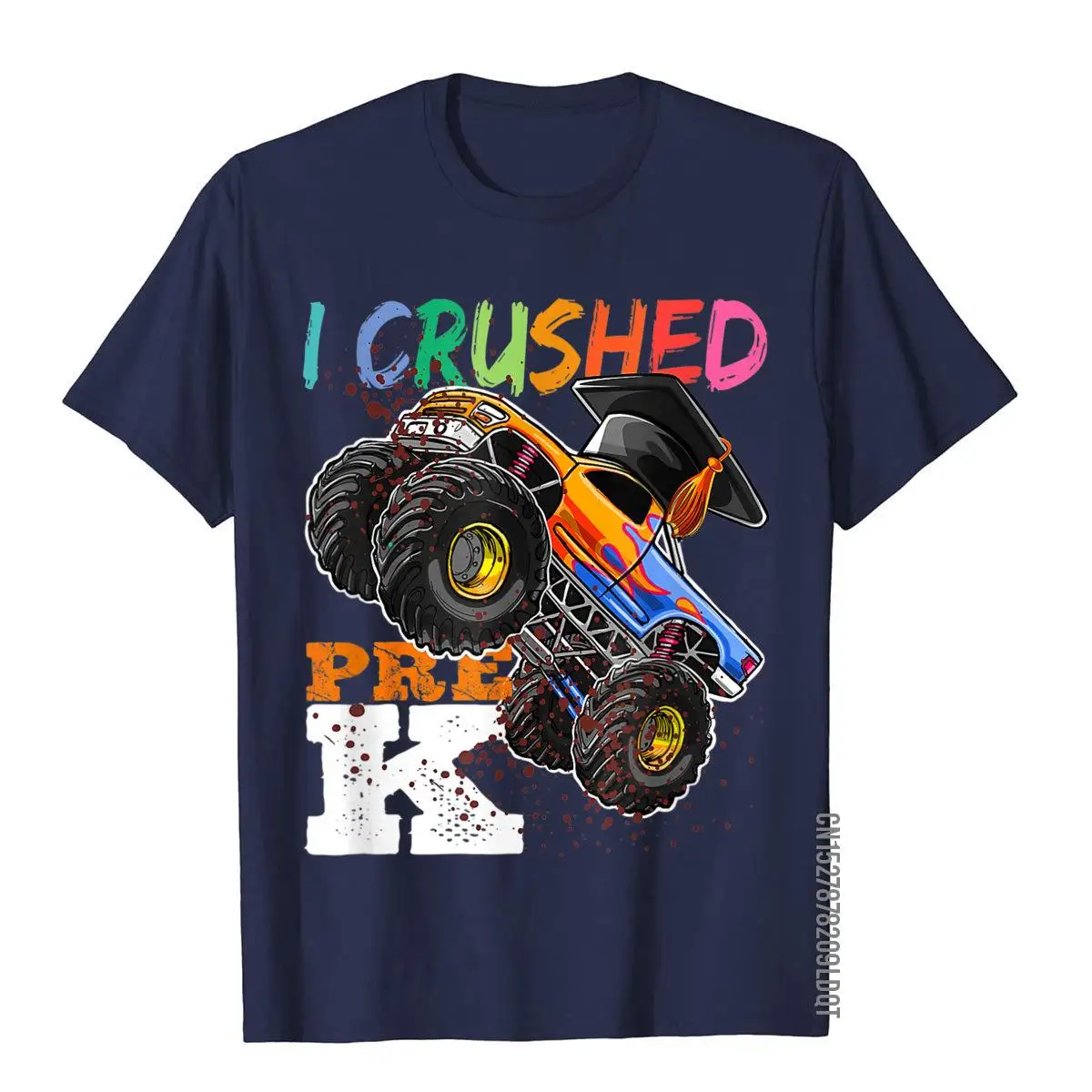 I Crushed Pre K Monster Truck Back to School Cap Kids Boys T-Shirt__B6557navy
