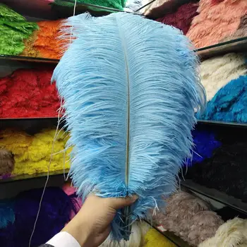 

10pcs Beautiful Light Blue 30-35cm/12-14 inch Natural Ostrich Feathers Wedding Party Christmas Home Craft Accessories Decoration