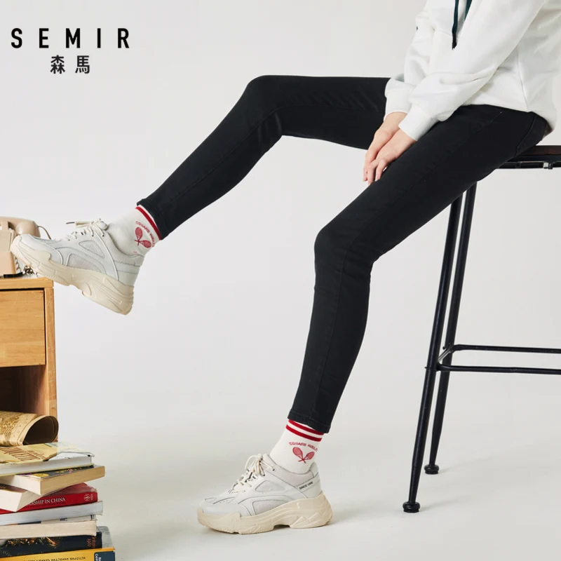 SEMIR джинсы женские утепленные брюки Зима Новые узкие брюки ins стрейч узкие брюки для женщин