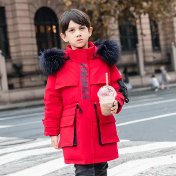 

2020 Russian Winter Jacket For Boys Raccoon Fur Warm Boys Duck Down Jacket Coat Kids Snow Wear Teenage Outerwear Snowsuit Parka