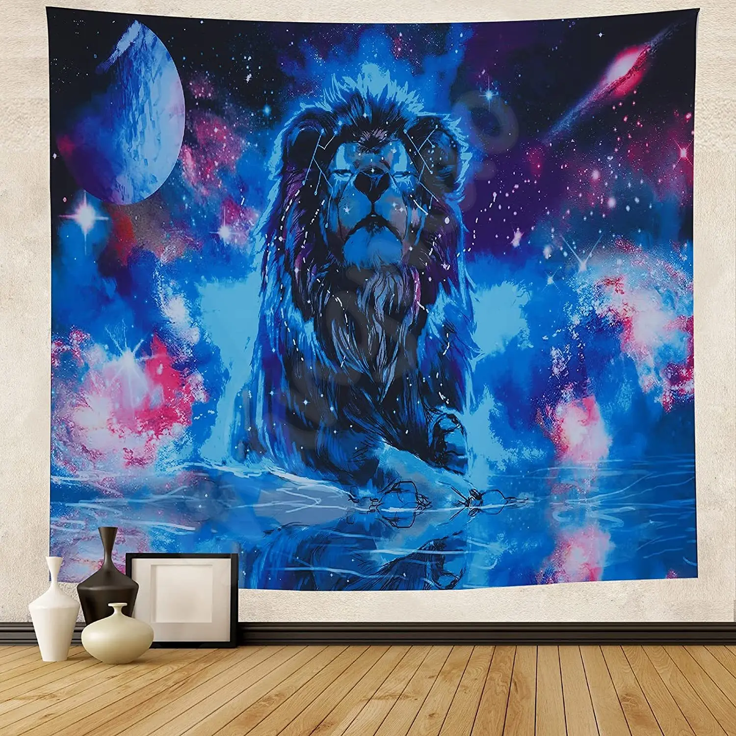 Pocass Starry Fantasy Lion Tapestry Wall Hanging Universe Galaxy Constellation Tapestries Colorful Hippie Leo | Дом и сад