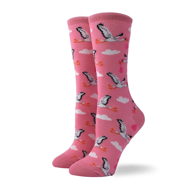 2 Высокие носки meia medias de mujer длинные calcetines divertido с животным принтом moda зима осень happy sheer Новинка Хлопок Женские - Цвет: 2