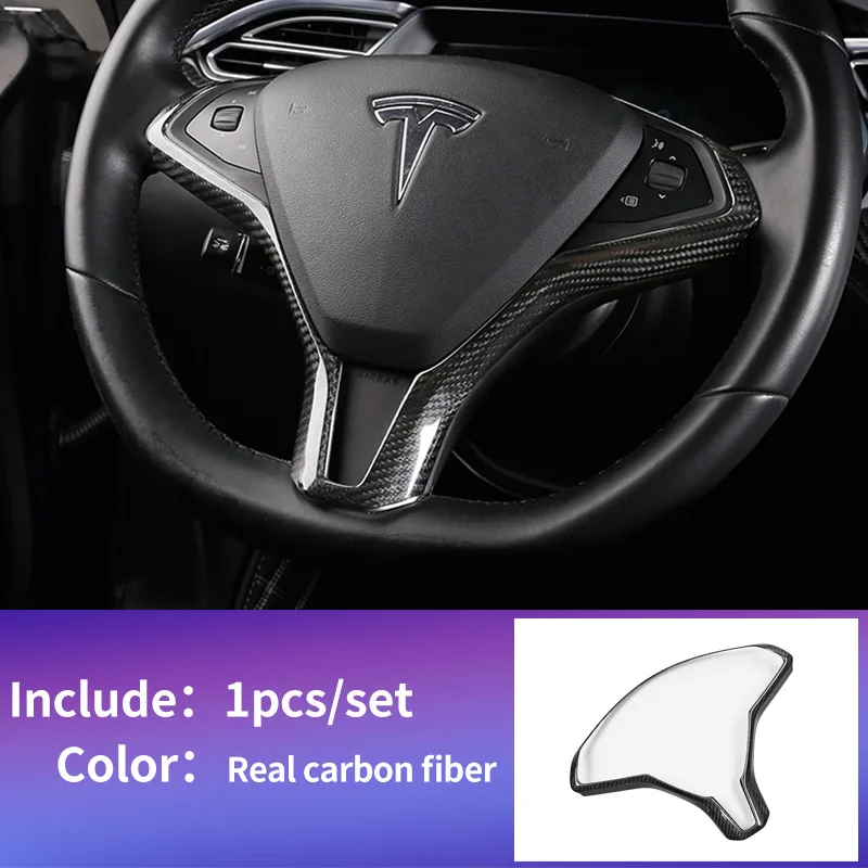 Glossy carbon 1pcs Рулевая Накладка для tesla модель s аксессуары tesla модель x Карбон tesla модель s автомобиль tesla модель s карбоновое волокно интерьер - Название цвета: Glossy carbon 1pcs
