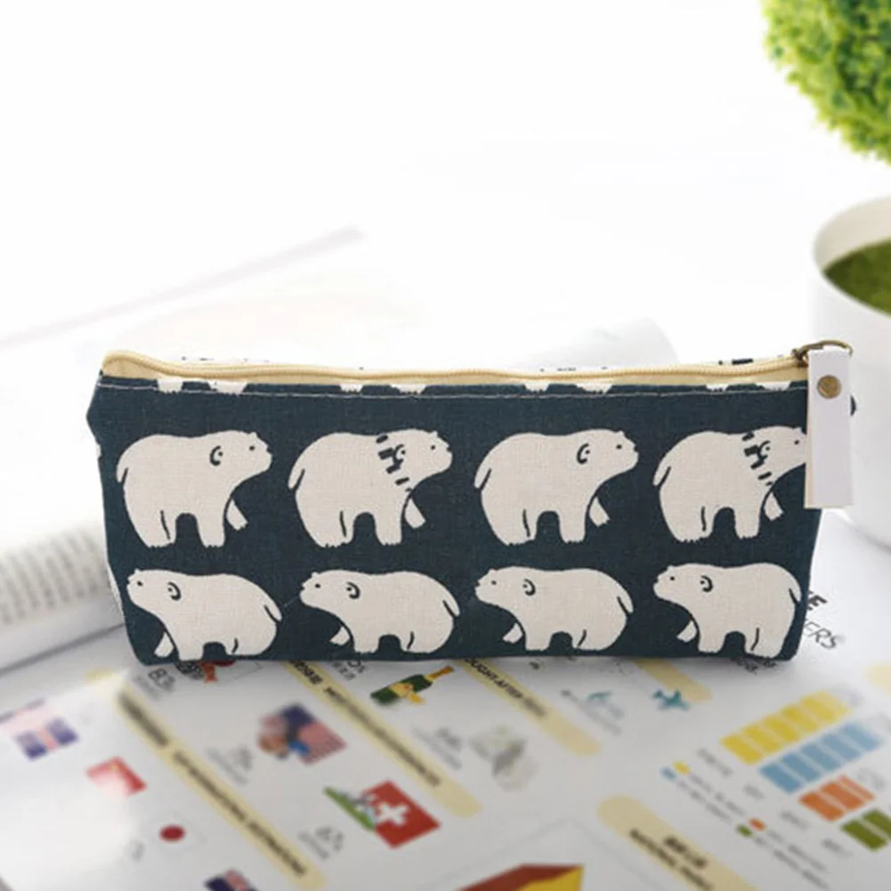 Cute Canvas Whale Flower Printed Pencil Bag School Supplies Stationery Gift School Cute Pencil Box Creative School Tools