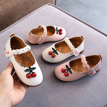 

Baby Girls Soft Sole Shoes Autumn Kids Anti-slip Cherry Print Sandals Casual Walking Shoes