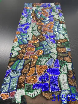 

Nigeria Laces 2020 African Ribbon Organza Fabrics With Sequins French Laces Fabrics High Quality Tulle French Organza NA3150B-2