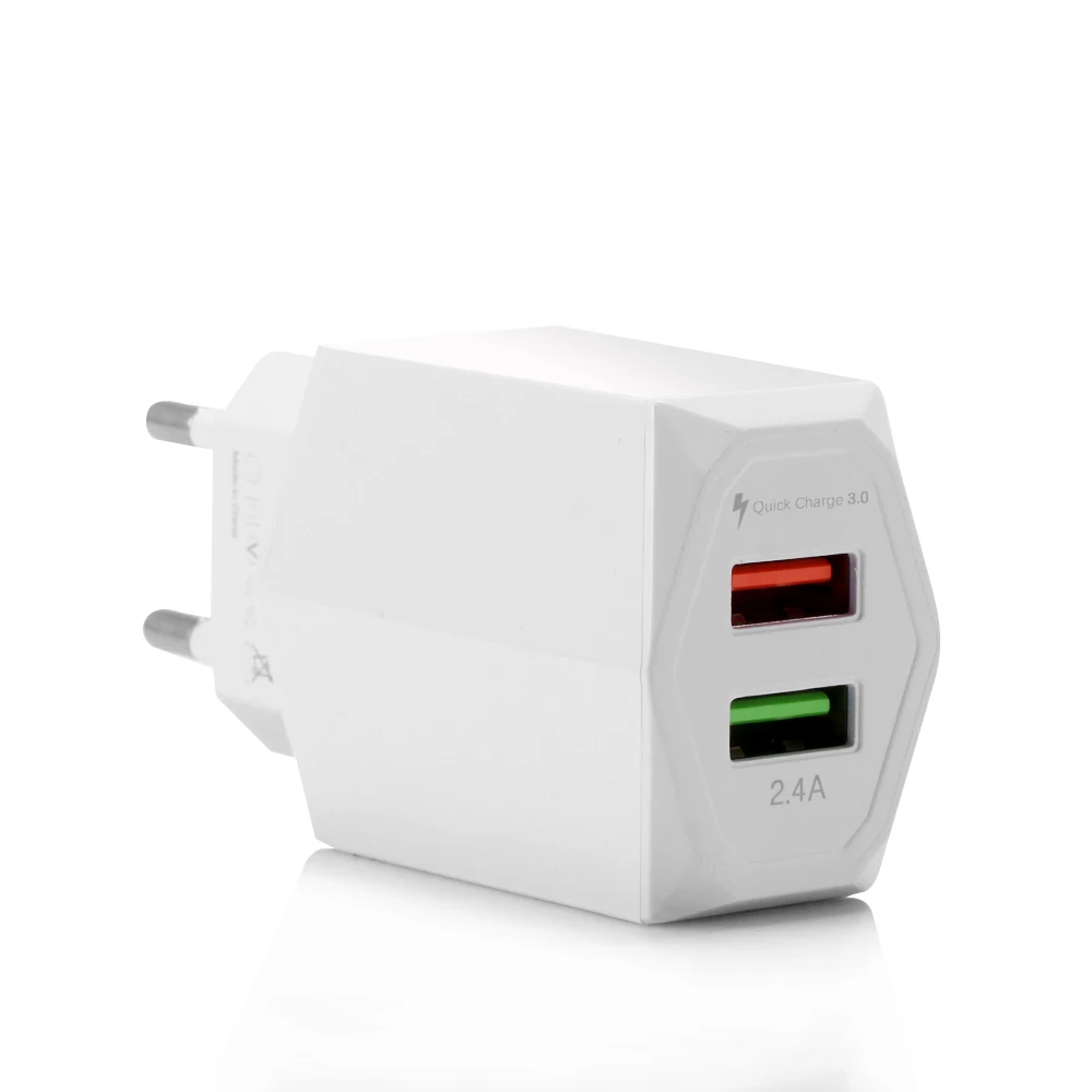 KOOYUTA 2.4A QC3.0 Dual USB быстрое зарядное устройство 3,0 быстрое настенное зарядное устройство ЕС-разъем, для поездок настенный usb-адаптер для Samsung gаlaxy s6 iphone x