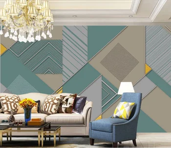 

Abstract Blue Wallpaper Mural 3d Photo Cloth Paper Hand-painted Geometric Wall Paper Luxury Papel De Parede Contact Paper