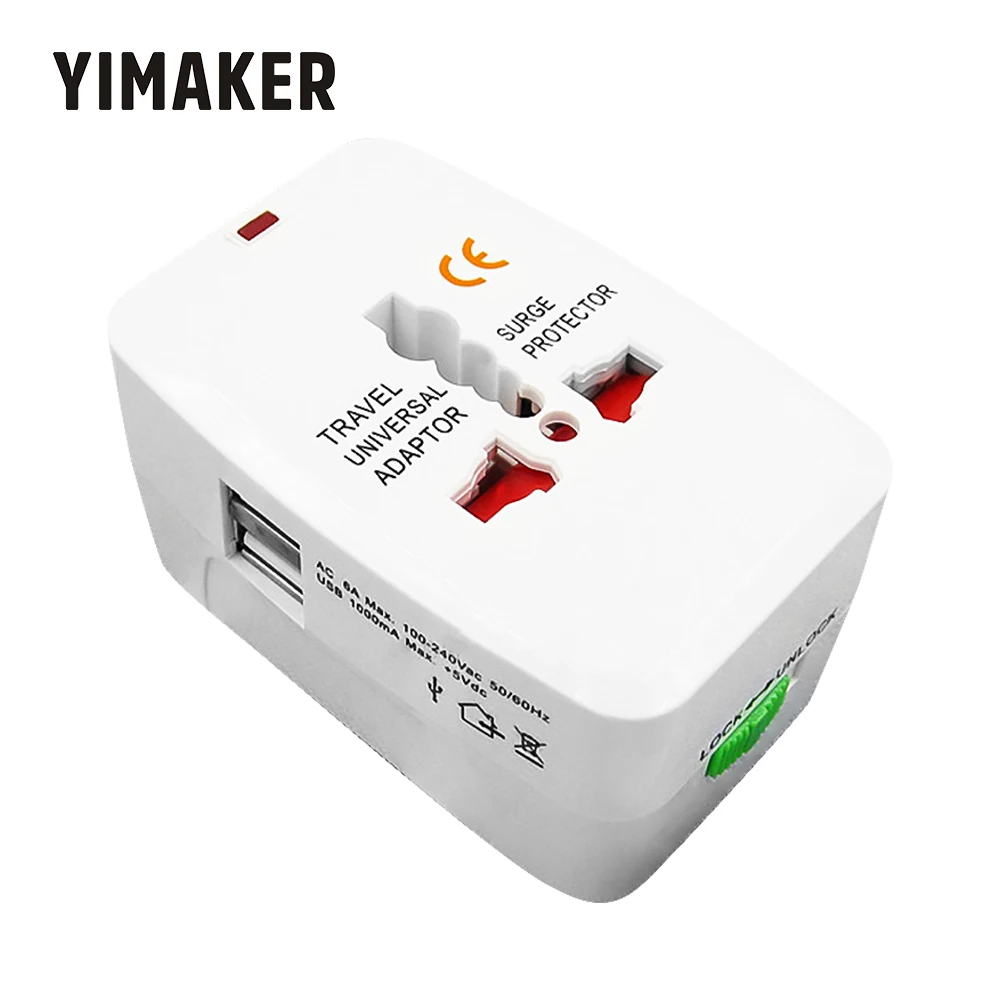 YIMAKER многофункциональный двойной usb зарядка Универсальный дорожный адаптер питания переменного тока зарядное устройство с AU US UK евро-конвертер штекер