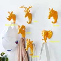 1pc Hanging Hook Animal Head Decorative Hook Deer Elephant Unicorn Rhinoceros Hanger Hook Keys Clothes Hat Wall Decoration Rack 1