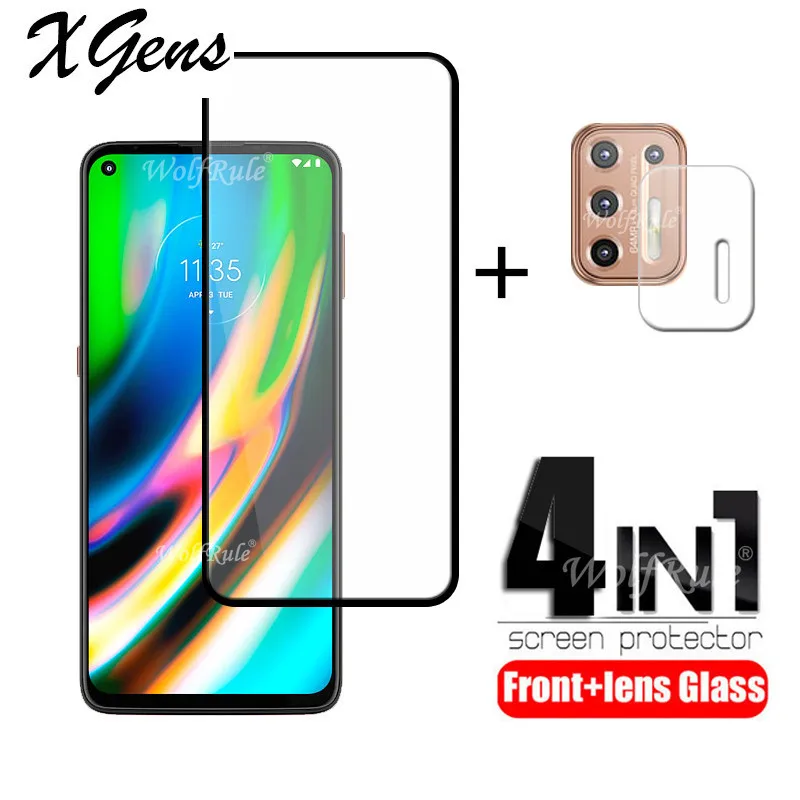 4 в 1 для мотоцикла Moto G9 Plus стекло закаленное Full Glue HD протектор экрана объектива |