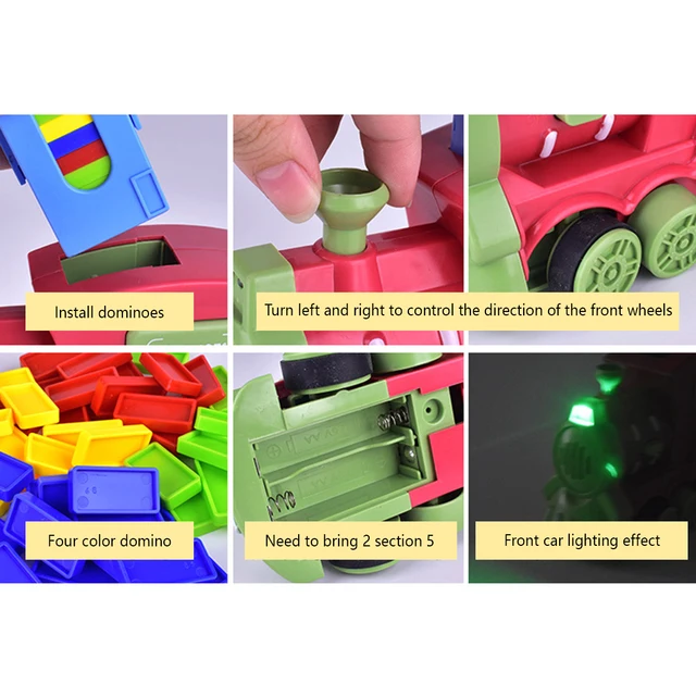 60 Pcs Domino Train Set Domino Pieces Automatic Domino Brick Laying Train Toy for 3+ Years Old Kids Christmas and New Year Gift 3