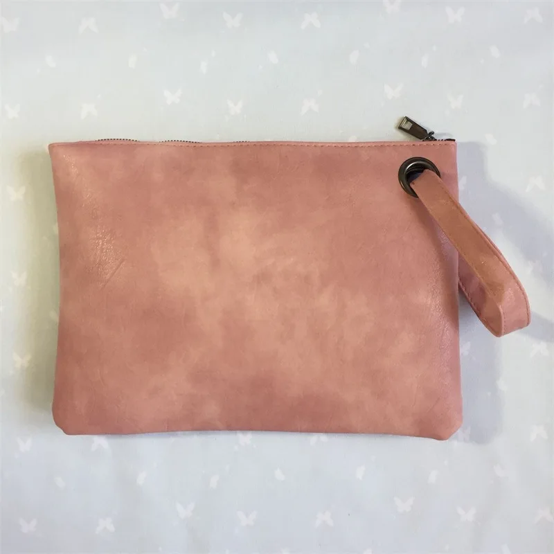 Pink Модный однотонный женский клатч, кожаная женская сумка-конверт, клатч, вечерняя сумочка, женские клатчи, сумочка - Цвет: Pink