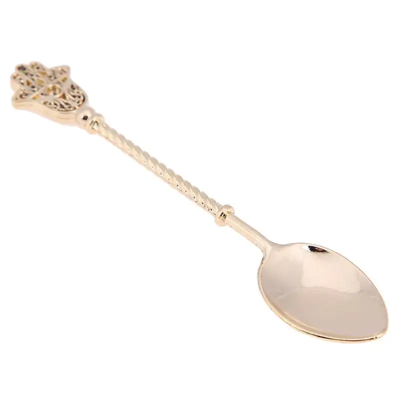 4pcs / Vintage Gold Spoon Alloy Coffee Ice Cream Dessert Spoons Royal Style Retro Stick Coffee Tea Spoons Kitchen Tools