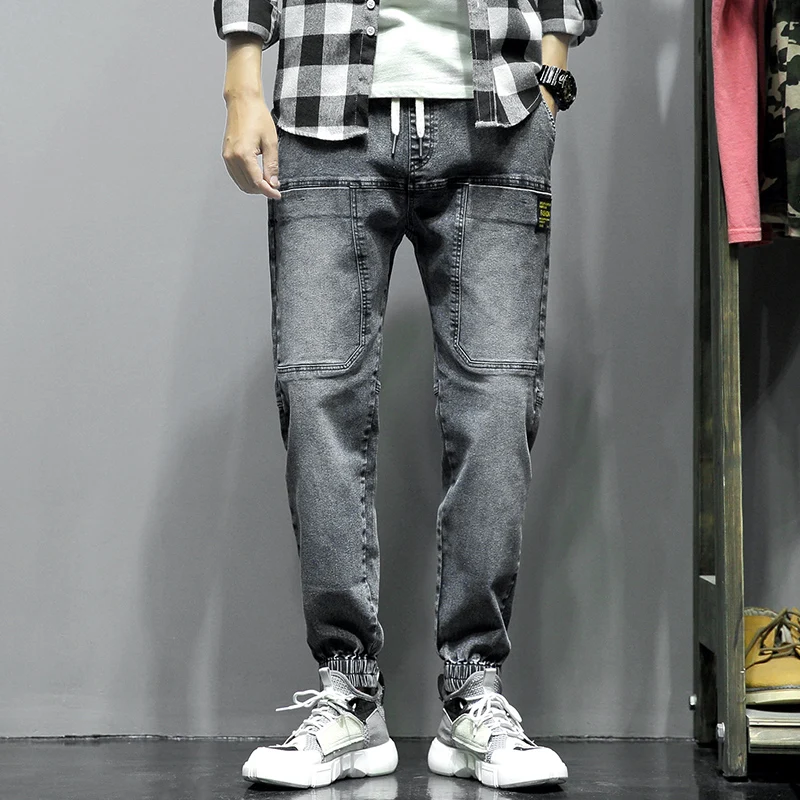 Light grey RLJT. JIN тренд направление японские Супер Популярные мешковатые джинсы Мужские Молодежные высококачественные модные шаровары - Цвет: Light grey