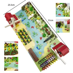MOC Village – blocs de construction pour enfants, jouets Montessori, moulin à vent, arbre, fleur, rivière, briques de construction, blocs de ville techniques compatibles 