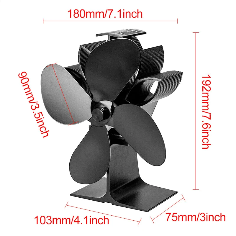 Вентилятор для печи, работающий от тепловой энергии 4 лопасти камина бесшумный портативный для дровяного бревна сжигание огня FKU66