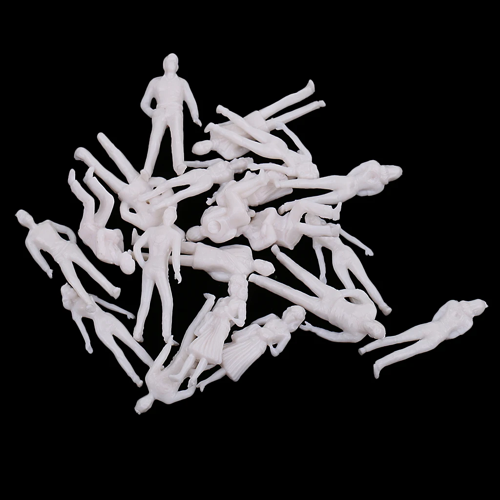 20pcs 1:50 O Scale Mini Standing People Figure Toys for Diorama, Model Train Park, Architecture Projects - Unpainted