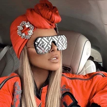 Солнцезащитные очки в стиле хип-хоп с большой оправой, женские солнцезащитные очки без оправы, мужские и женские линзы с буквами F, модные солнцезащитные очки для женщин