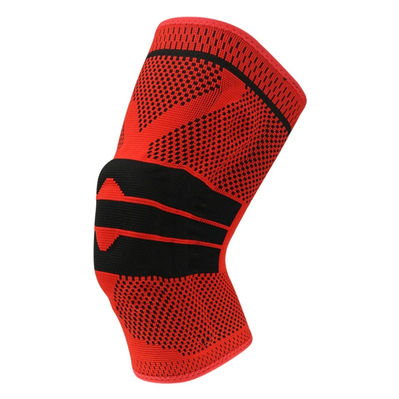 Коленной чашечки протектор коленного бандажа Наколенники волейбол баскетбол силиконовый SpringSports вязаный эластичный рукав до колен спортивный наколенник - Цвет: Красный