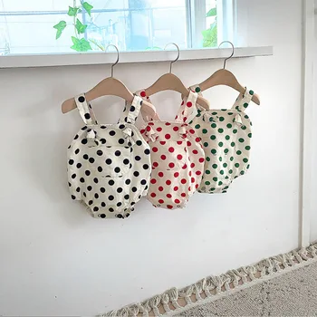 

2020 Dojhonkids Cute Spring Polka Dot Strap Romper+headband INS Simple Toddler White Bottoming Shirts Kids Boy Girl Romper BEBES