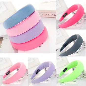 

Fashion Candy-colored Thicken Hairbands Girls Accessories Headwear Sponge sponge milk silk buckle solid color handmade jewelry