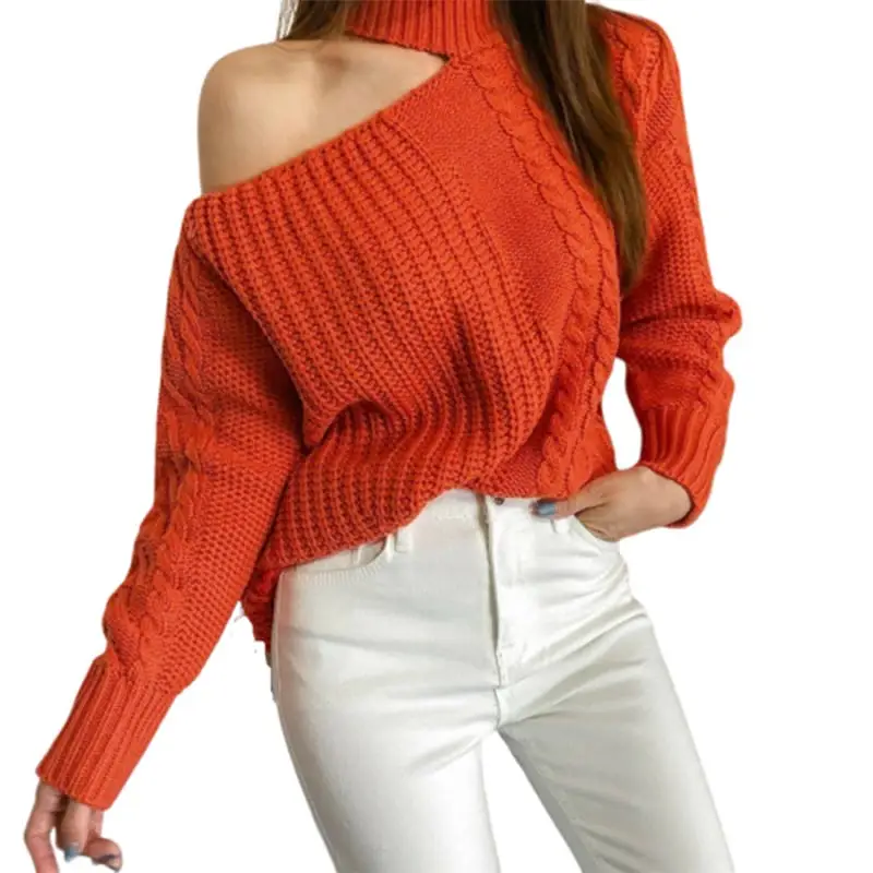 2019 Hot Sexy Knitted Off Shoulder Best Sweater Shrug Women Autumn Befree Vadim Pullovers Turtleneck Korean Fashion Style Ins