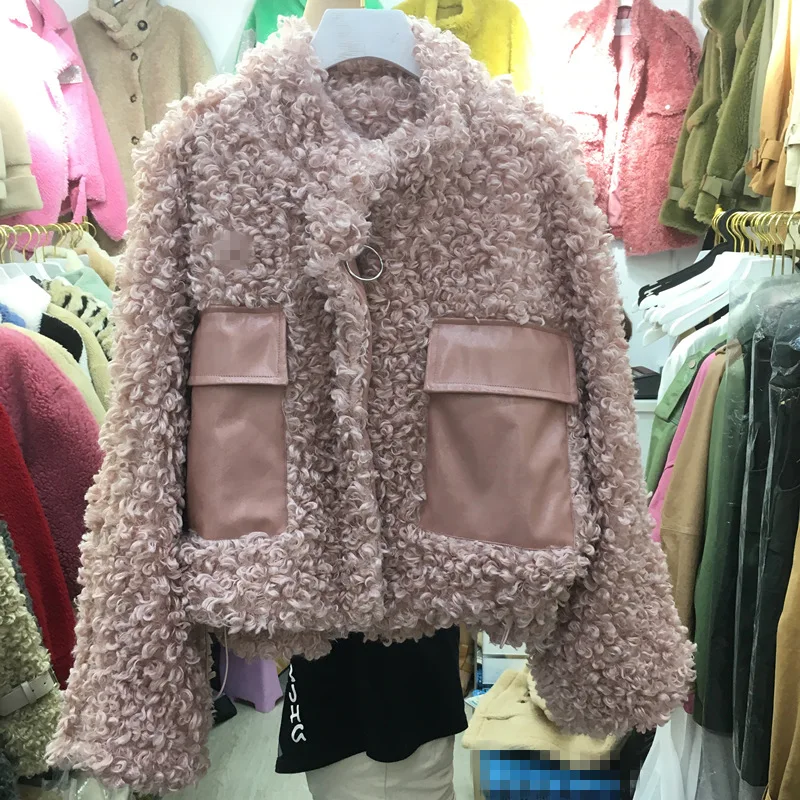 

South Korea Dongdaemun Winter New Fashion Fur Coat Women's CHIC Lambs Wool Velvet Leather Fur Coat New Style