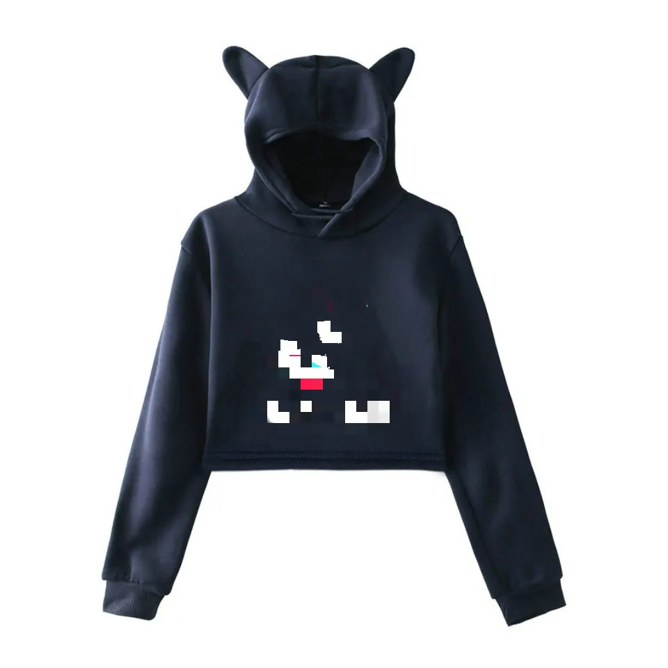 blue hoodies Короткие толстовки в Корейском стиле, повседневные женские пуловеры с длинным рукавом и кошачьими ушками, осенние женские толстовки с капюшоном и буквенным принтом - Цвет: blue hoodies