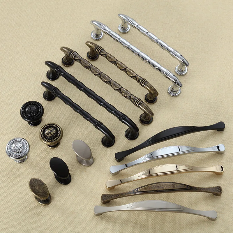 

4 Pcs/Lot Cabinet Door Handle Modern Simple Gold Chinese Style Wardrobe Light Luxury Zinc Alloy Double Single Hole Round