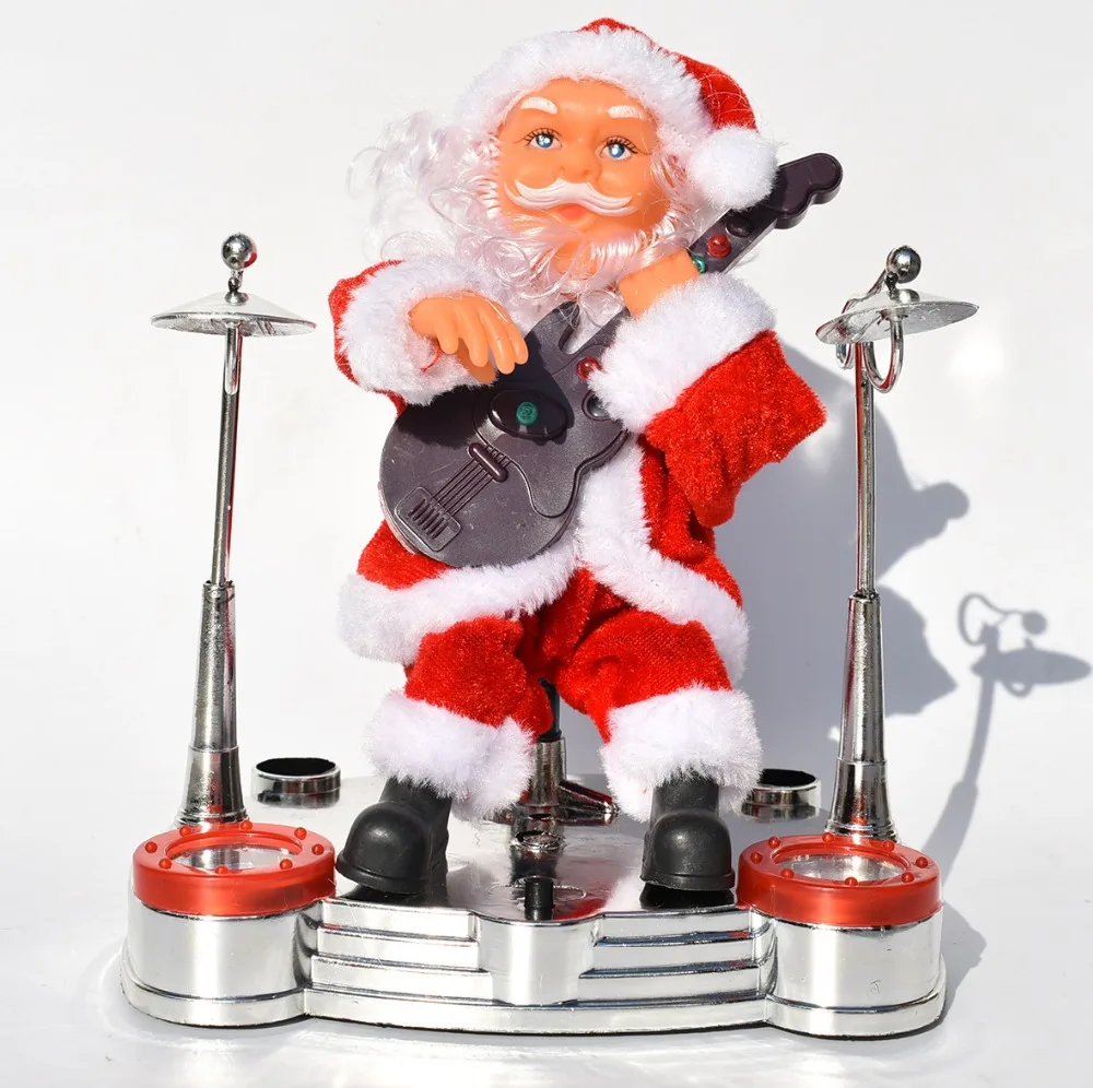 Дети Электрический Санта Клаус играя на Пианино музыкальные куклы саксофон игрушки играя на гитаре игрушка барабан рождественские костюмы украшения